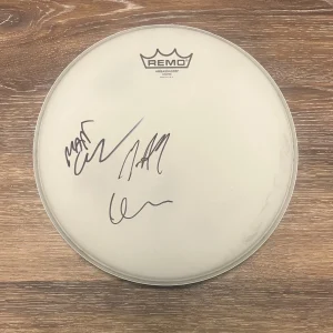 * PEARL JAM * signed 14" drumhead * MATT CAMERON, MATT CHAMBERLIN & DAVE KRUSEN