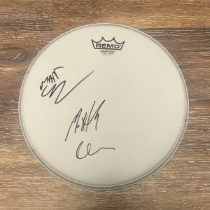 * PEARL JAM * signed 14" drumhead * MATT CAMERON, MATT CHAMBERLIN & DAVE KRUSEN