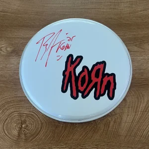 * RAY LUZIER * signed 10" drumhead * KORN * DRUMMER *