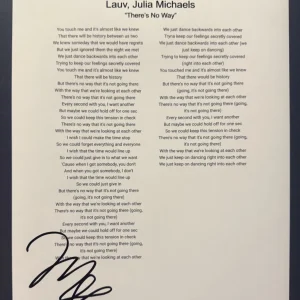 JULIA MICHAELS SIGNED LYRIC SHEET POP SINGER AUTHENTIC AUTOGRAPH COA