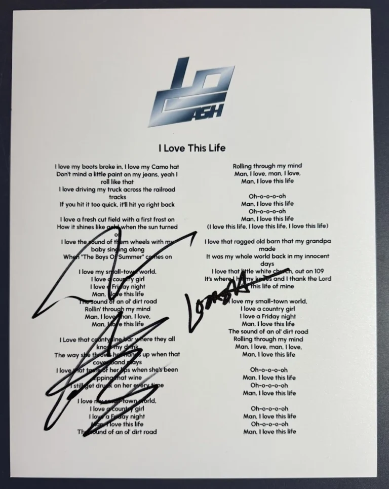 LOCASH SIGNED LYRIC SHEET COUNTRY I LOVE THIS LIFE AUTOGRAPH AUTHENTIC COA