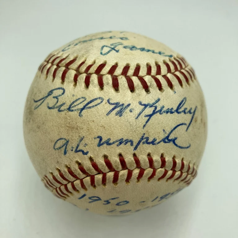 Bill McKinley Umpire Signed Inscribed Baseball World Series All Star Game JSA