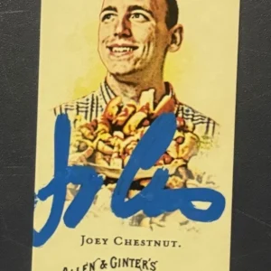 Signed 2008 Topps Allen & Ginter Mini Joey Chestnut RC 109 Hot Dog Champion Auto