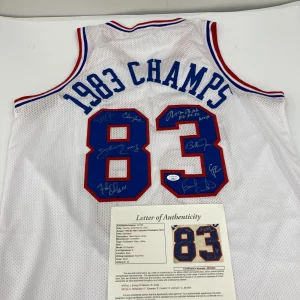 1982-83 Philadelphia 76ers NBA Champions Team Signed Jersey JSA COA