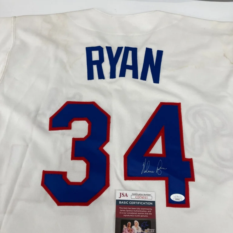 Nolan Ryan Signed 1990's Russell Texas Rangers Game Model Jersey JSA COA