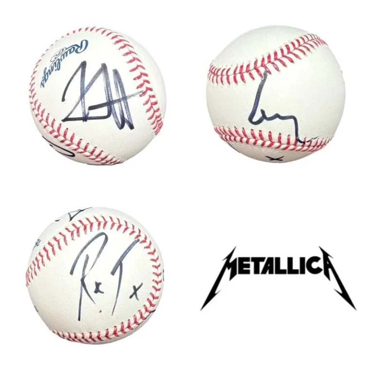 Metallica Kirk Hammett Lars Ulrich & Trujillo Signed Autograph Baseball Ball JSA