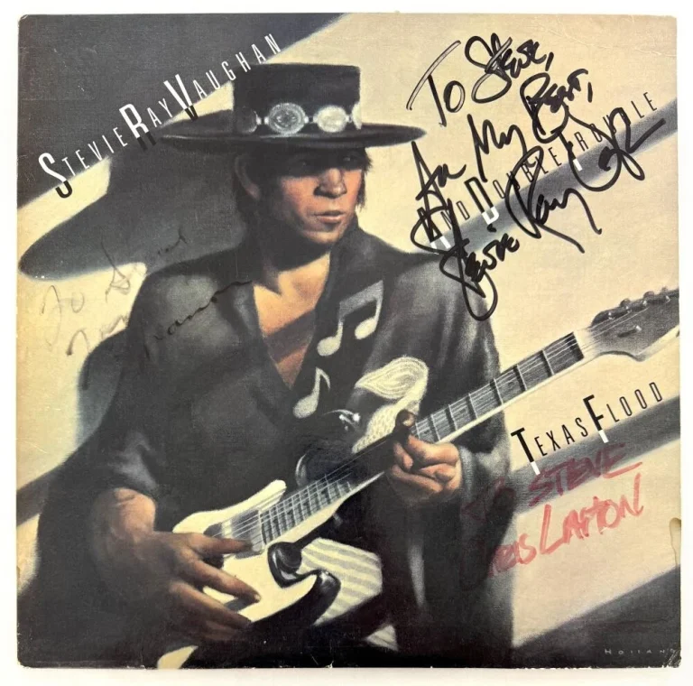Stevie Ray Vaughan and Double Trouble Signed Autograph Album Record Beckett COA
