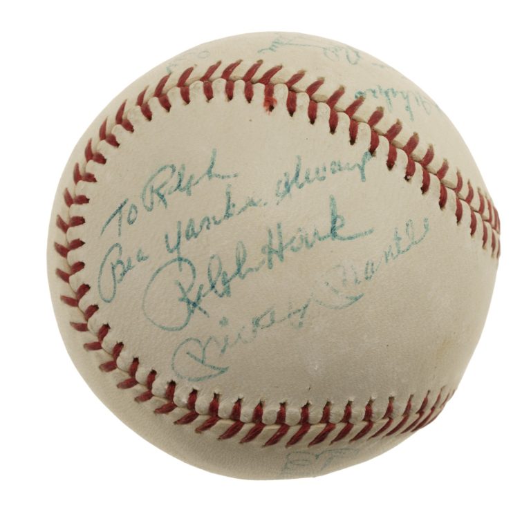 Mickey Mantle Roger Maris Elston Howard Signed 1960's AL Cronin Baseball JSA COA