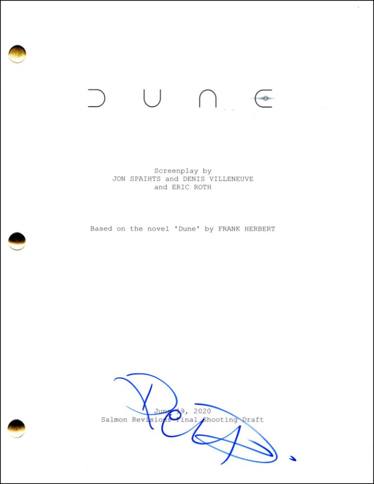 Rebecca Ferguson Signed Autograph Dune Full Movie Script Screenplay Lady Jessica