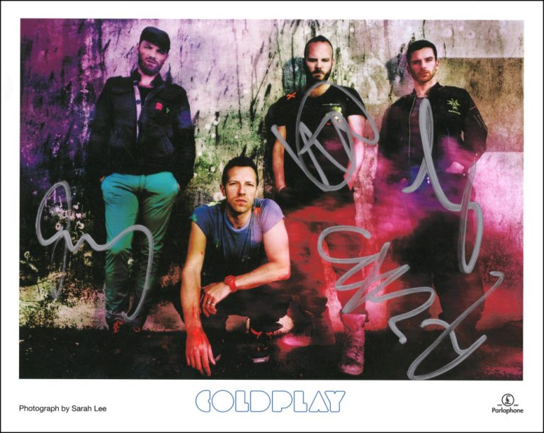 Coldplay Band Signed Autograph 8x10 Photo Photograph Chris Martin +3 JSA COA