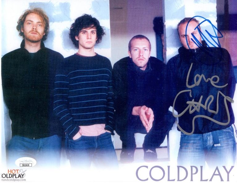 Chris Martin & Will Champion Signed Autograph 8.5x11 Photo - Coldplay w/ JSA COA
