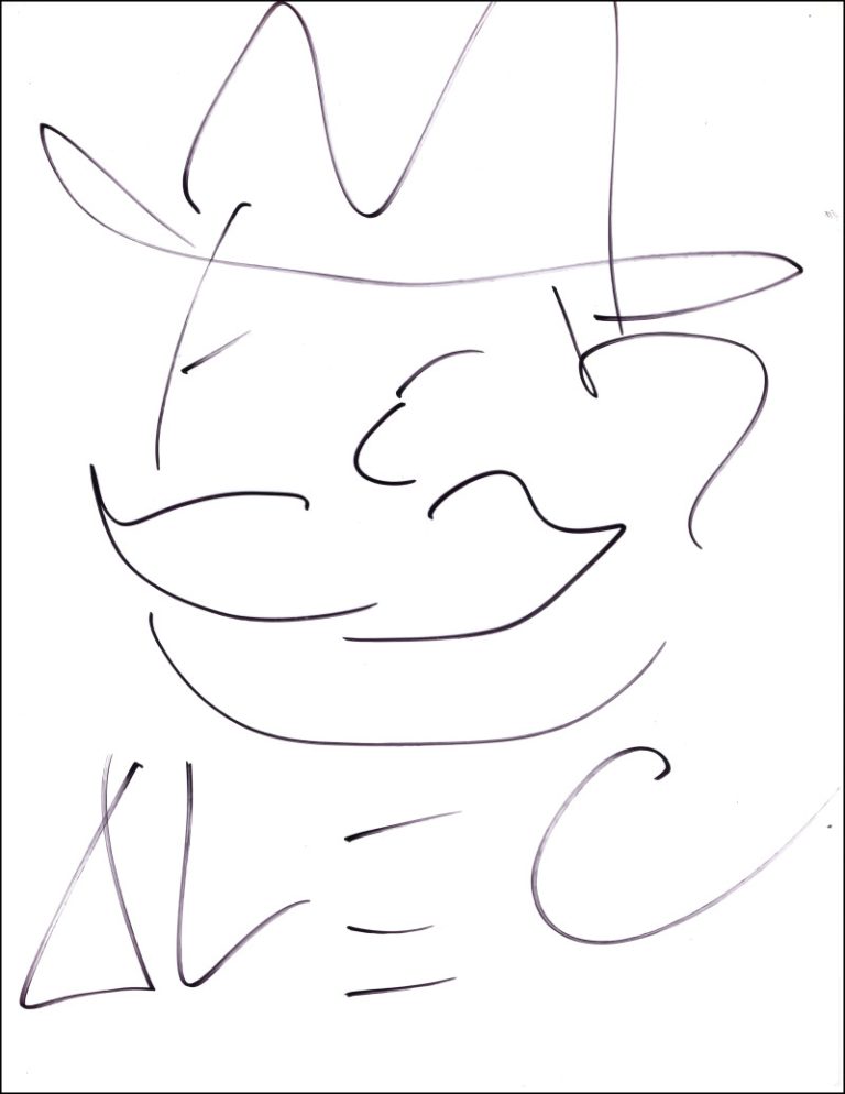 ALEC MONOPOLY SIGNED AUTOGRAPH 8.5×11 HAND DRAWN ORIGINAL ART SKETCH $$ JSA COA COLLECTIBLE MEMORABILIA