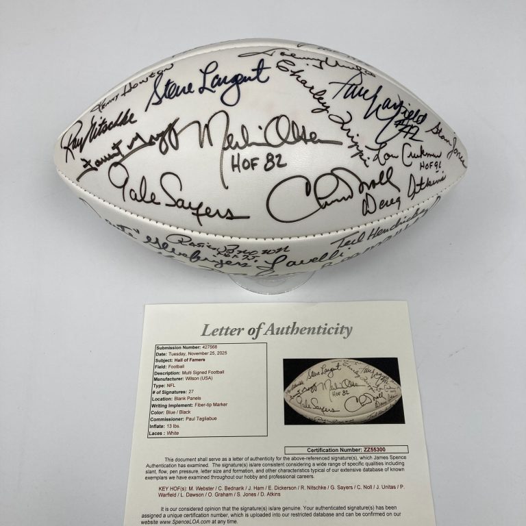 Johnny Unitas Len Dawson Nitschke Hall Of Fame Multi Signed Football 27 Sigs JSA