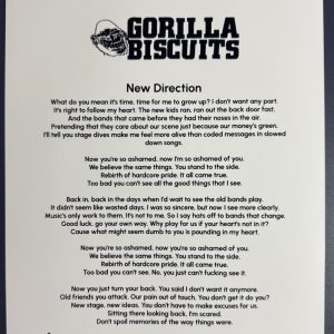 ANTHONY CIVARELLI SIGNED GORILLA BISCUITS SINGER LYRIC SHEET AUTOGRAPH COA