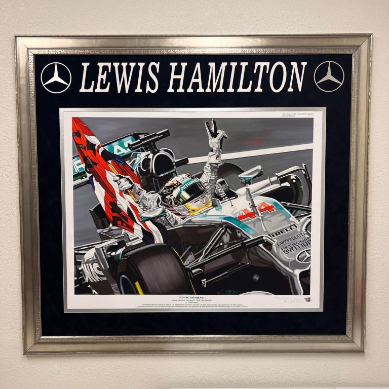 Lewis Hamilton Custom Framed Signed 28