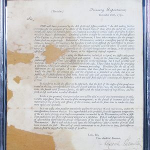 Alexander Hamilton Authentic Signed 8x9.75 1790 US Treasury Broadside BAS Slab