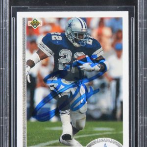 Cowboys Emmitt Smith Authentic Signed 1991 Upper Deck #172 Card BAS Slabbed