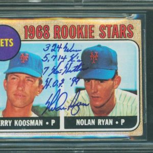 Mets Nolan Ryan "Stat" Signed 1968 Topps #177 Rookie Card Auto Grade 10 BAS Slab