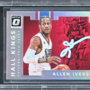 76ers Allen Iverson Signed 2017 Donruss Optic Hall Kings #18 Card BAS Slabbed