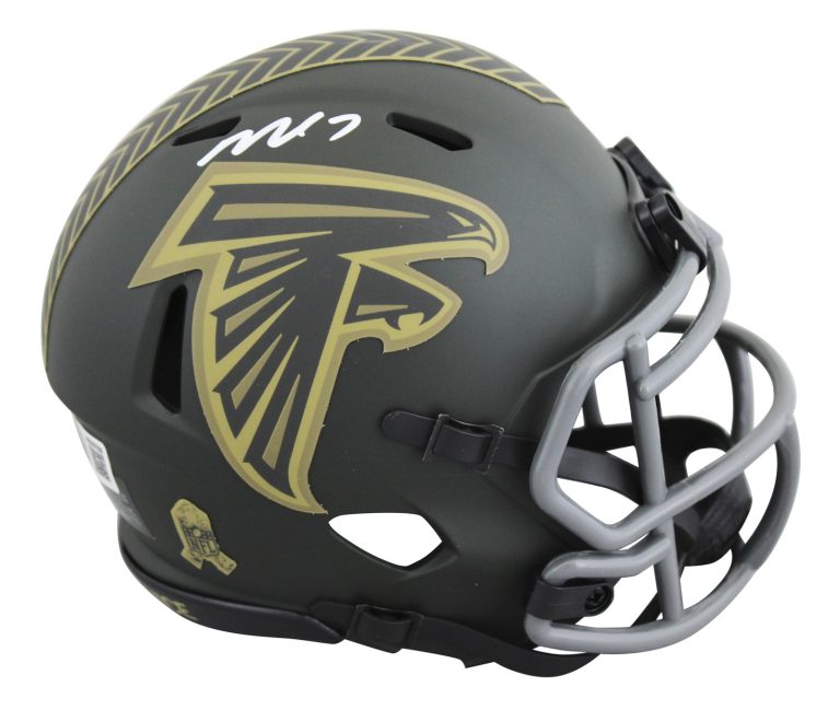 Falcons Michael Vick Signed Salute to Service IV Speed Mini Helmet BAS Witnessed