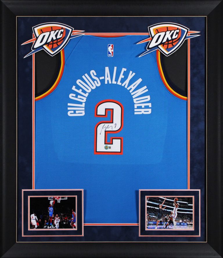 Thunder Shai Gilgeous-Alexander Signed Blue Nike Icon Edition Framed Jersey BAS