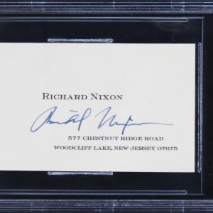 Richard Nixon Authentic Signed Post Presidency Business Card BAS Slabbed