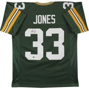 Aaron Jones Authentic Signed Green Pro Style Jersey Autographed BAS Witnessed 2