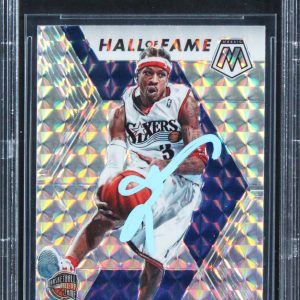 76ers Allen Iverson Authentic Signed 2019 Panini Mosaic #287 Card BAS Slabbed