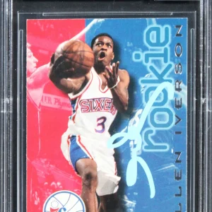 76ers Allen Iverson Signed 1996 Skybox Premium #218 RC Card Auto 10! BAS Slabbed