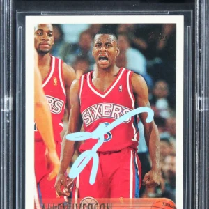 76ers Allen Iverson Signed 1996 Topps #171 Rookie Card Auto Graded 10! BAS Slab