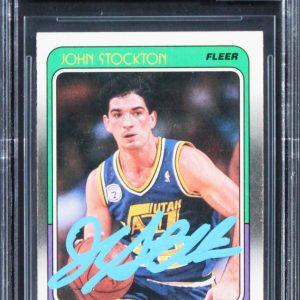 Jazz John Stockton Authentic Signed 1988 Fleer #115 Card Auto 10! BAS Slabbed