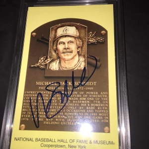 Mike Schmidt Signed Official Baseball HOF Plaque Postcard PSA/DNA Slab Phillies