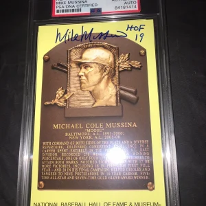 Mike Mussina Signed Official Baseball HOF Plaque Postcard PSA/DNA Slab
