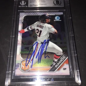 Heliot Ramos Signed 2019 Bowman Chrome Baseball Card SF Giants Beckett Slab