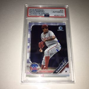 Sixto Sanchez Signed 2019 Bowman #79 Baseball Card Miami Marlins PSA/DNA Slab