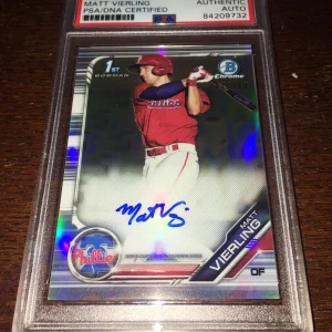 Matt Vierling Signed 2019 Bowman 1st Chrome 247/499 Baseball Card PSA/DNA