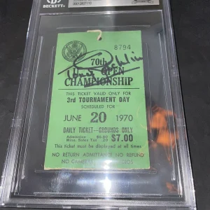 Tony Jacklin Signed Official 1970 US Open Championship Ticket Beckett