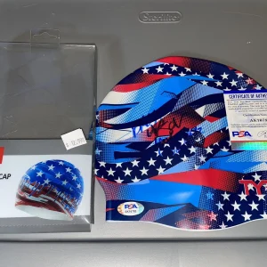 Breeja Larson Signed Tyr American Flag Swimcap Olympic Gold Medalist PSA/DNA