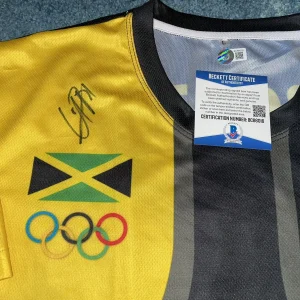 Usain Bolt Signed Puma Rio Olympics Jersey Gold Medal Fastest Jamaica Beckett #9