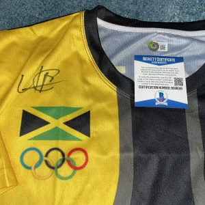 Usain Bolt Signed Puma Rio Olympics Jersey Gold Medal 8x Jamaica Beckett #15