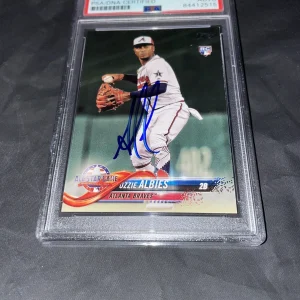 Ozzie Albies Signed Topps Rookie Trading Card Atlanta Braves WS Champ PSA/DNA