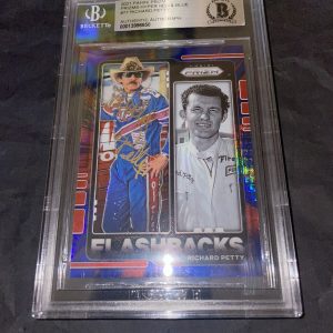 Richard Petty Signed Panini Prizm Huper Red/Blue Trading Card Beckett Encap