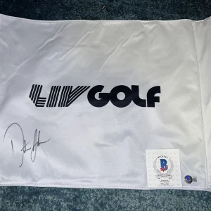 Dustin Johnson Signed Official LIV Golf Flag 3x LIV Champion Aces Boston Beckett