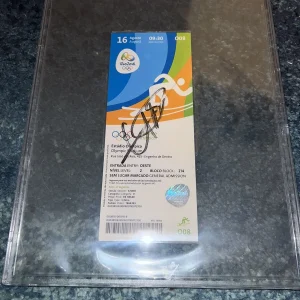 Usain Bolt Signed Official Rio 2016 Olympic Ticket Gold Medal Beckett Slab #5