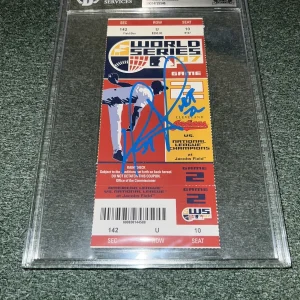 David Ortiz Signed Official 2007 World Series Ticket “Big Papi” HOF Beckett Slab