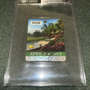 Bubba Watson Signed Official 2012 Masters Badge Ticket Winner Beckett Slab