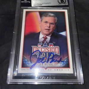 Jeb Bush Signed 2016 Decision Trading Card Governor Beckett Slab