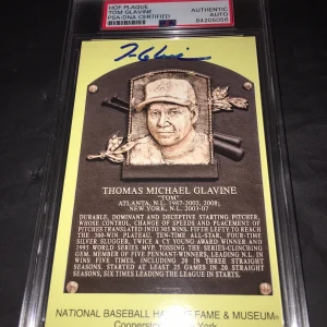 Tom Glavine Signed Official Baseball HOF Plaque Postcard PSA/DNA Slab #3