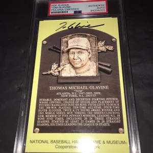 Tom Glavine Signed Official Baseball HOF Plaque Postcard PSA/DNA Slab #4