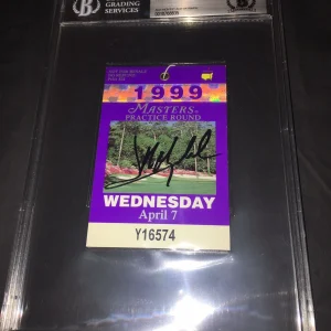 Jose Maria Olazabal Signed Official 1999 Masters Badge Practice Round Beckett #2